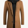 Manfinity Homme Manteau homme avec fermeture éclair unie, bouton sur le devant, capuche,