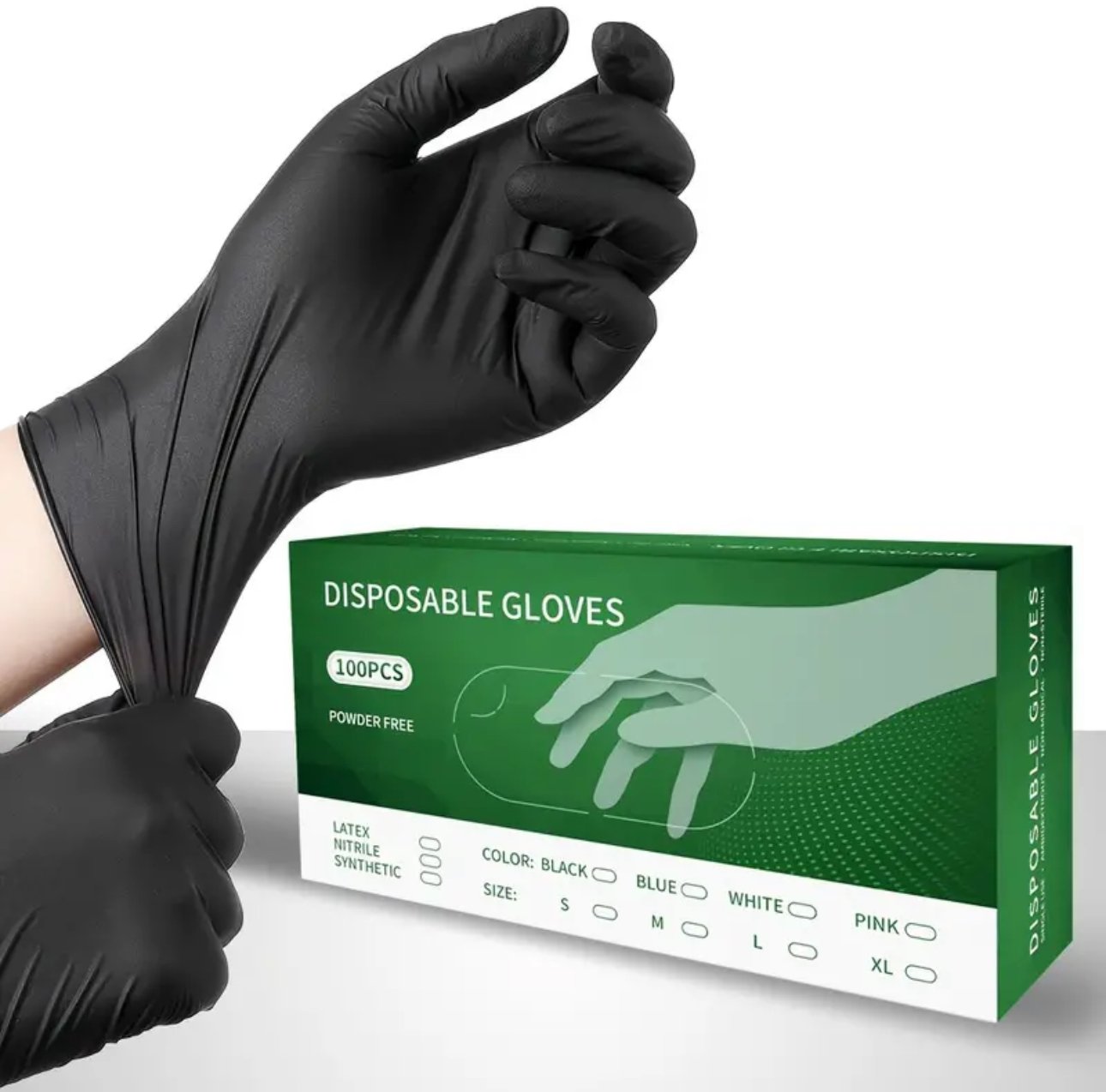 20/50/100pcs Black Nitrile Gloves