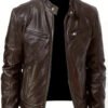 Chic PU Leather Jacket, Men's Casual Solid Color Zip Up Thin Jacket For Spring Fall