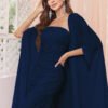 Modely Women Cape Sleeve Coat And Dress Set