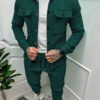 Men's Jacket With Patch Pocket And Long Pants Two Piece Suit